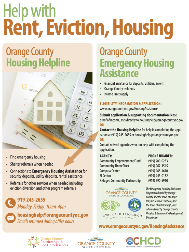 Flyer for the Orange County emergency housing assistance program